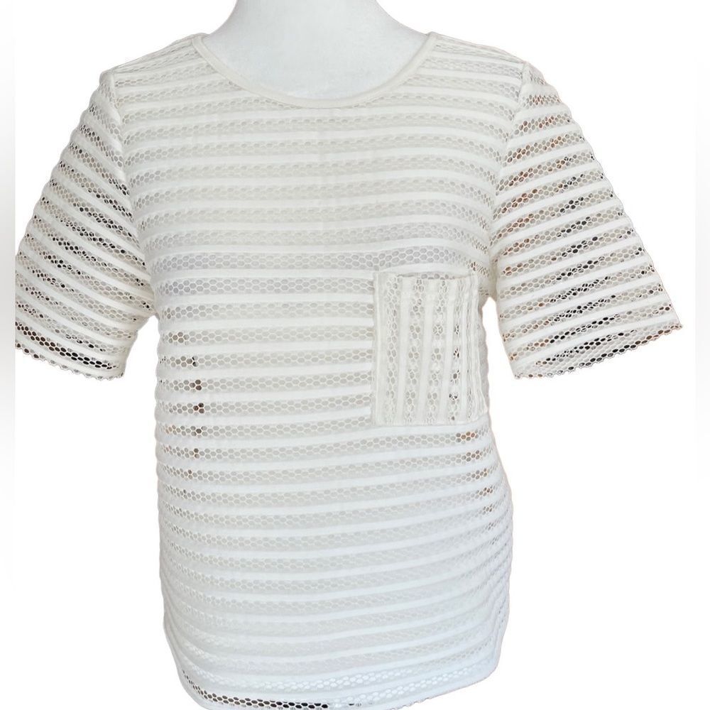 Romeo + Juliet Couture white mesh zip back top, size M